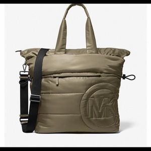 Michael Kors Rae quilted tote bag army graphic